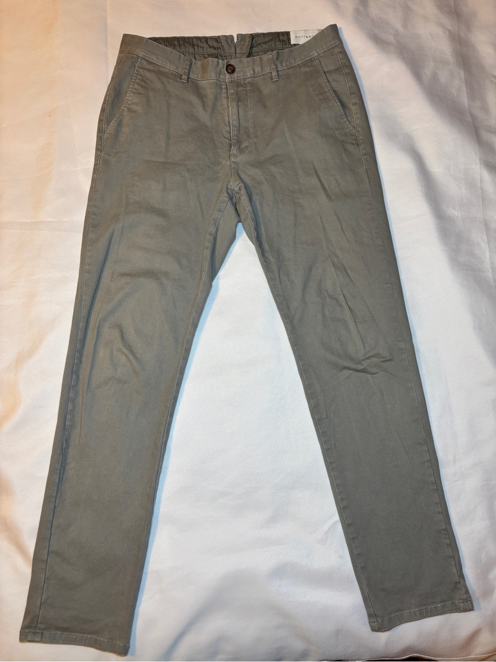 Mott & Bow Chino Pants Mens 33x32 Gray Stretch Twill Zip Fly 19009-VIIT
